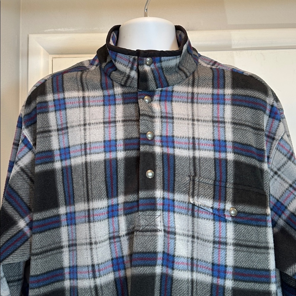 IZOD Streetwear 1/4 Snap-Up Scottish Plaid Pullover Shirt Jacket XXL - Picture 4 of 10